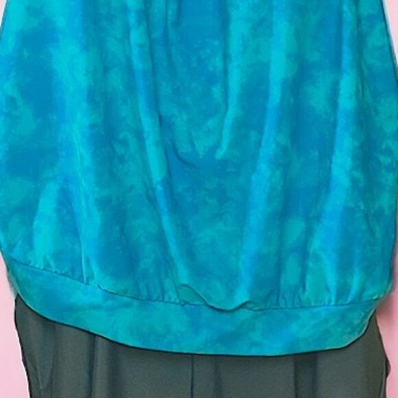 Free Country 2 Piece Blue Tie Dye Gray Tankini Swim Set ~ 3X Plus Size, NEW - Picture 3 of 7